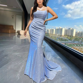 Mariah Carey Dress Bridesmaid Dress Performance Party Evening Dress Sling Shiny Starry Skirt