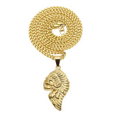 Jewelry Indian Chief Skull Stainless Steel Pendant Necklace