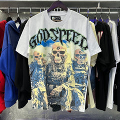 Godspeed T Shirts Skull Marines Printed Cotton Casual Short Sleeves Men and Women