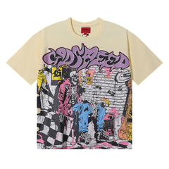 Godspeed t Shirts Graffiti Wall Skull Artist Printing Cotton Casual Short Sleeves Men and Women