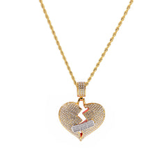 Jewelry Full Diamond Band-Aid Heartbreak Pendant Necklace St. Valentine's lightning