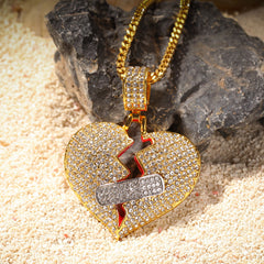 Jewelry Full Diamond Band-Aid Heartbreak Pendant Necklace St. Valentine's lightning