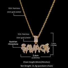 Jewelry Hip Hop Full Diamond'SAVAGE 'Word Pendant
