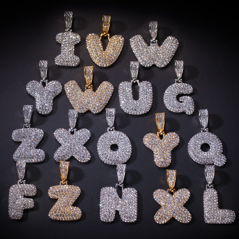 Jewelry Full Diamond 26 Letter Pendant Necklace Alphabet Pieces Word Up
