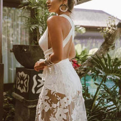 Emily Ratajkowski Dress Sexy Lace Cutout Backless Beach Skirt Long Dress