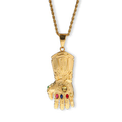 Jewelry Gold Plated Diamonds Thanos Unlimited Gloves Pendant Necklace Marvel Universe