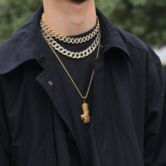 Jewelry Gold Plated Diamonds Thanos Unlimited Gloves Pendant Necklace Marvel Universe