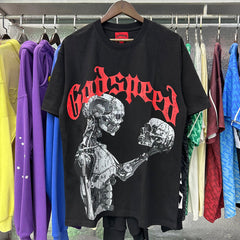 Godspeed T Shirts Technology Gaze Skull Printing Cotton Casual Short Sleeve Men and Women