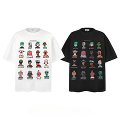 Men T Shirts Loose Cotton Cartoon Character Large Size T-Shirt