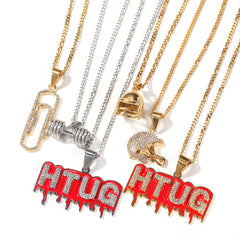 Jewelry Hip Hop Diamond Helmet Barbell Necklace Word Up rapper