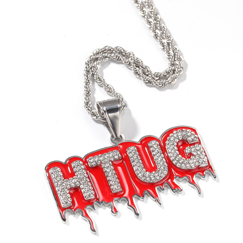 Jewelry Hip Hop Diamond Helmet Barbell Necklace Word Up rapper