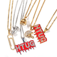 Jewelry Hip Hop Diamond Helmet Barbell Necklace Word Up rapper