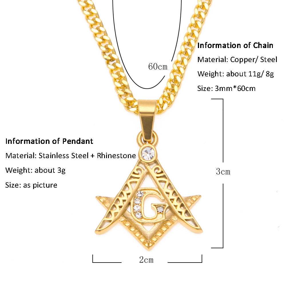 Jewelry Hip Hop Stainless Steel Masonic Pendant Necklace