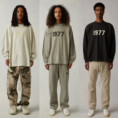 Fog Essentials Long Sleeve T-Shirt Unisex Flocking Logo Loose Sweater