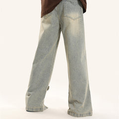 American Mens Jeans Wash Ripped Denim Straight Pants