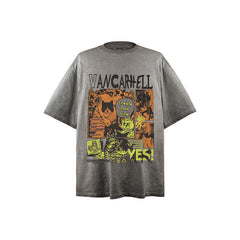 Men T Shirts Cartoon Cat Print Loose T-Shirt