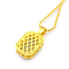 Jewelry Hip Hop Diamond Square Red Treasure Pendant Necklace Spectrum