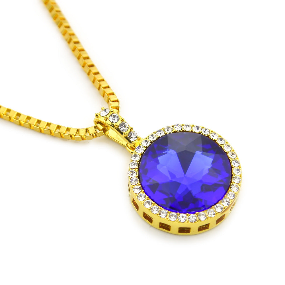 Jewelry Hip Hop Rhinestone Round Jewel Necklace Spectrum St. Valentine's