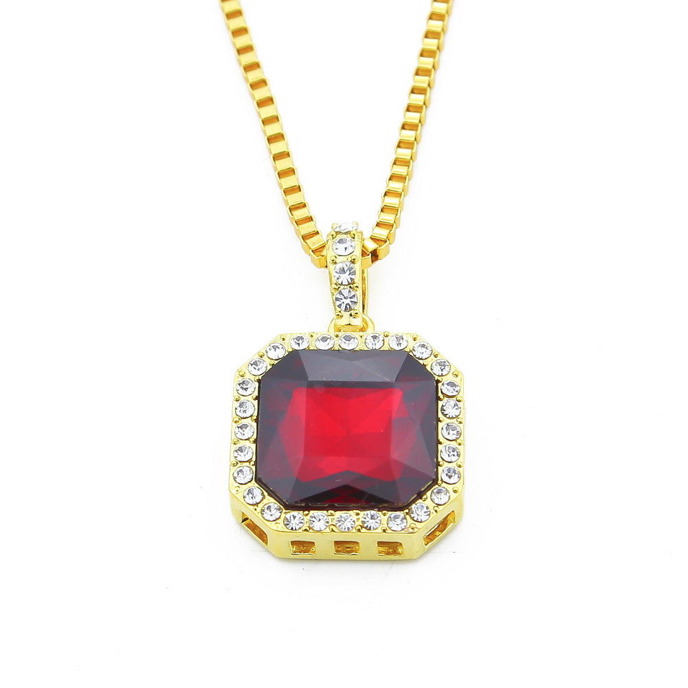 Jewelry Hip Hop Square Rhinestone Necklace