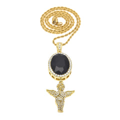 Jewelry Rhinestone Oval Gemstone & Angel Necklace Spectrum St. Valentine's Jesus Pieces