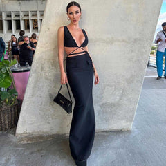 Emily Ratajkowski Dress Midriff Outfit Stretch Bandage One-Piece Dress Suspender Dress Sexy