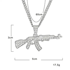 Jewelry AK47 Gun Diamond Pendant Necklace
