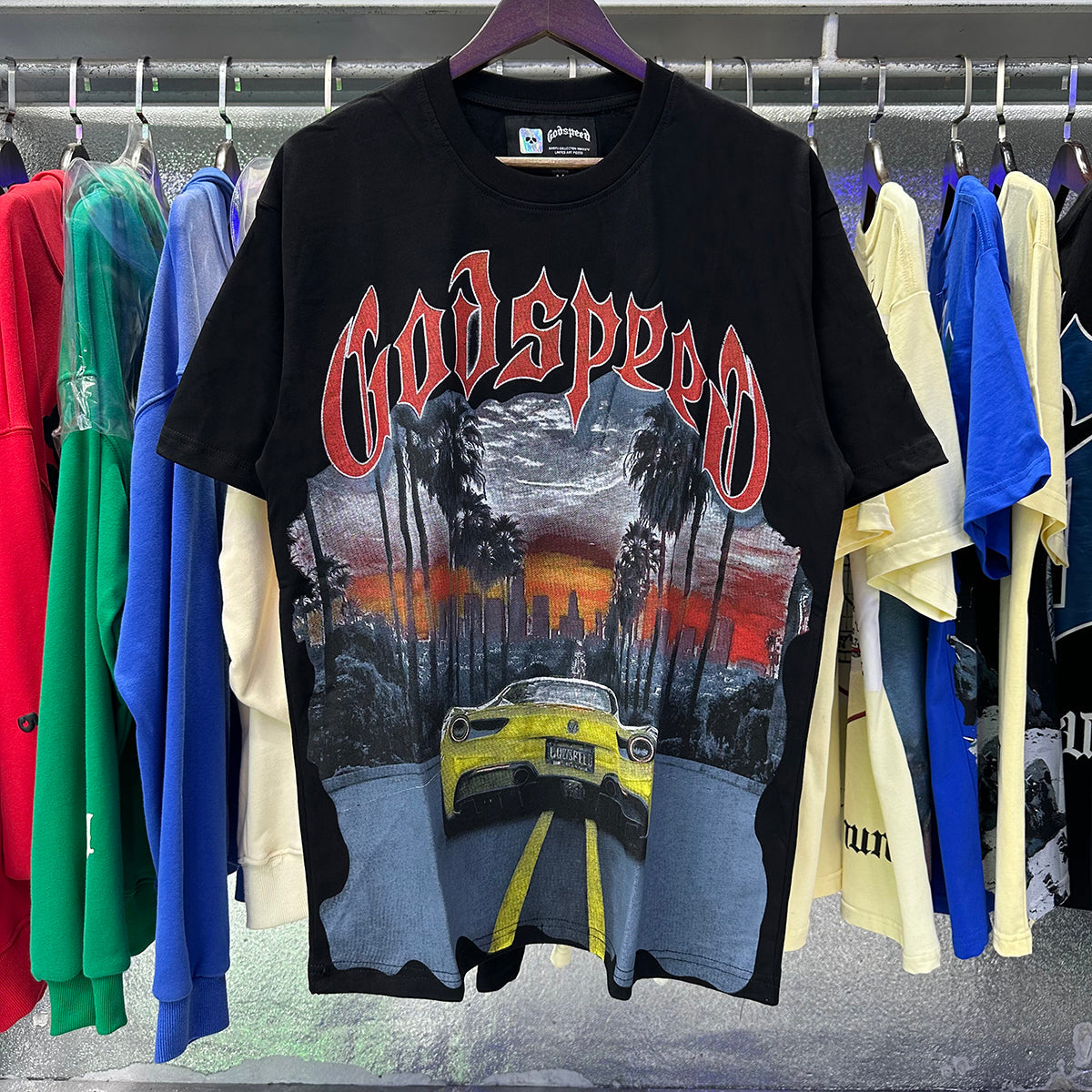 Godspeed T Shirts Road Supercar Printed Cotton Casual Short Sleeve Men and Women