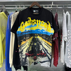 Godspeed T Shirts Knight Rose Print Cotton Casual Short Sleeve Men and Women