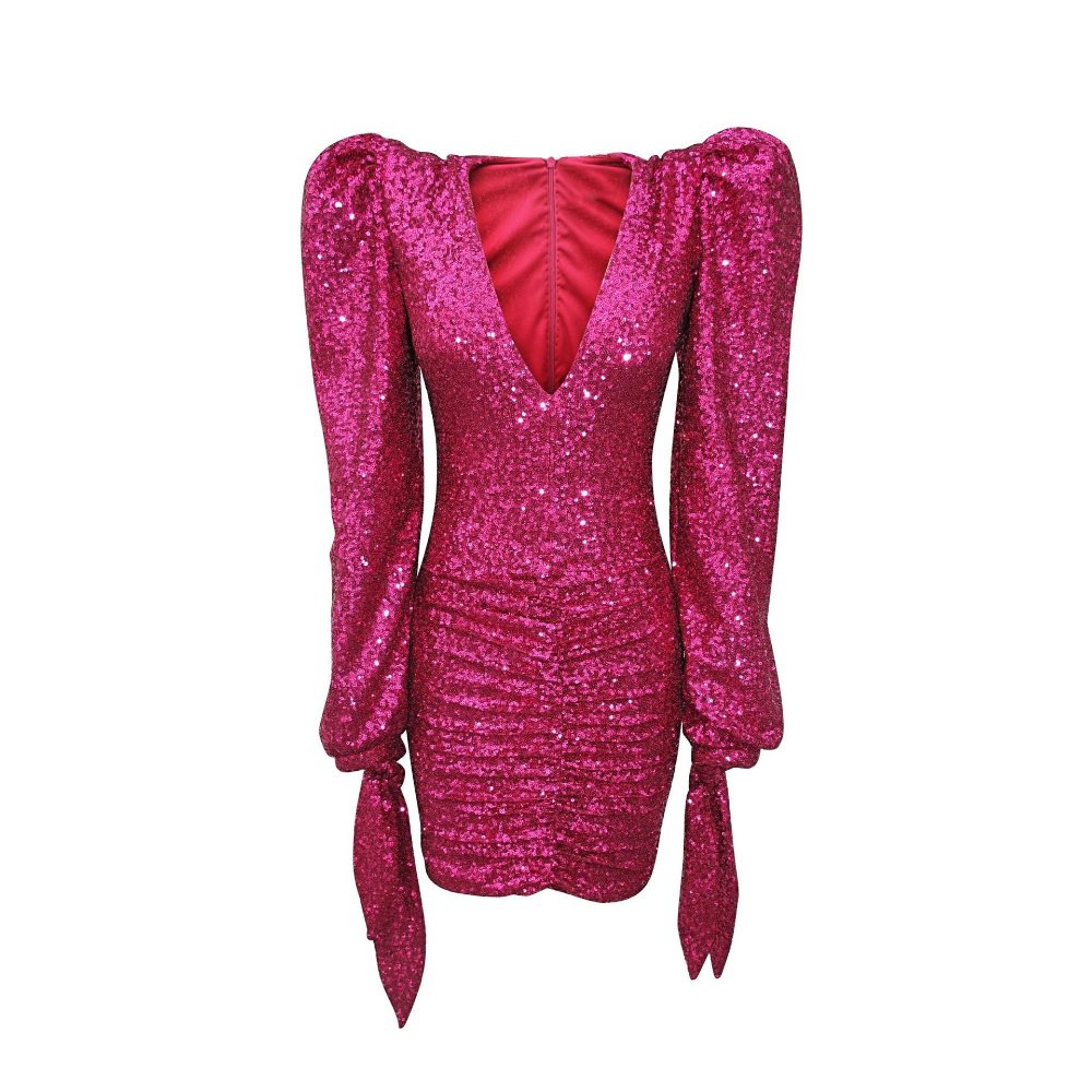 Mariah Carey Dress Pleated Sexy Sheath Sequins Dress