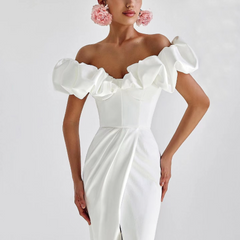 Mariah Carey Dress High Slit Dinner Dress Ruffled Dress