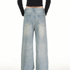 American Mens Jeans Vintage Washed Hip Hop Jeans