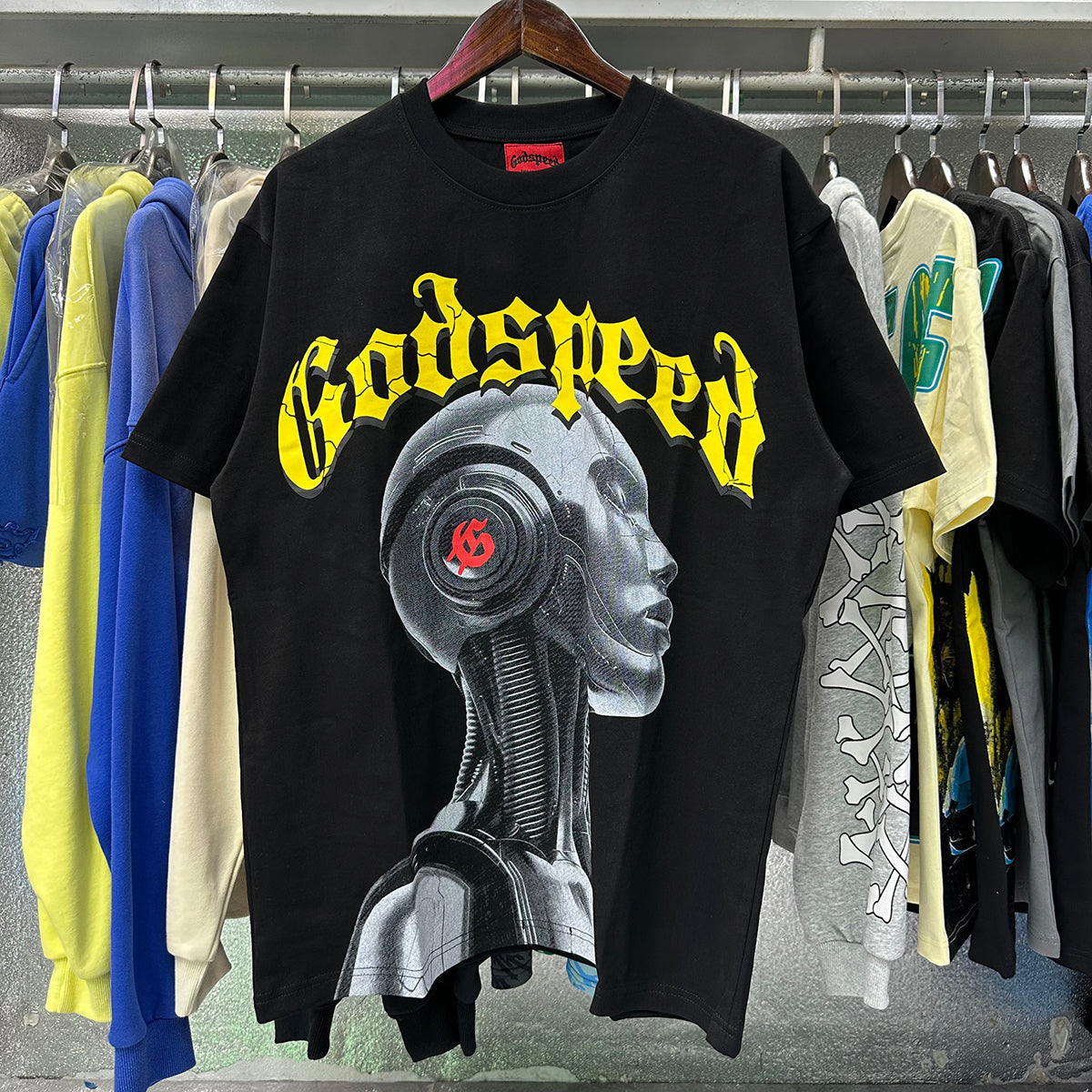 Godspeed t Shirts Technology Robot Printing Cotton Casual Short Sleeve Men and Women