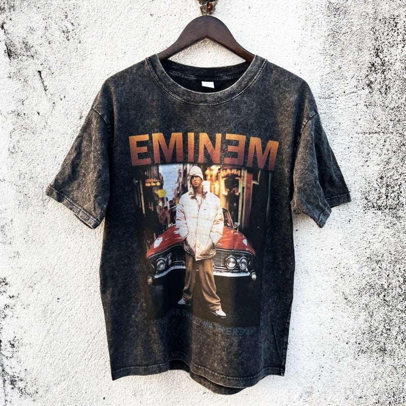 Detroit Eminem T Shirt Rap Hip Hop Vintage Washed Old Batik T-Shirt