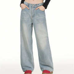 American Mens Jeans Vintage Washed Hip Hop Jeans