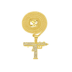 Jewelry Hip Hop Diamond Submachine Gun Pistol Machine Gun Pendant Necklace apper Dog Tags Armament