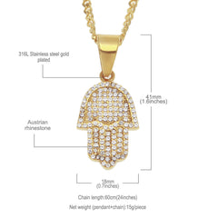 Jewelry Hip Hop Diamond Fatima Hand Necklace