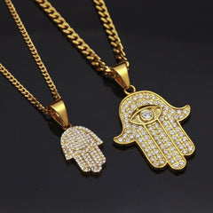 Jewelry Hip Hop Diamond Fatima Hand Necklace