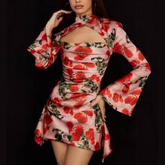 Mariah Carey Dress Hollow Sexy Floral Dress