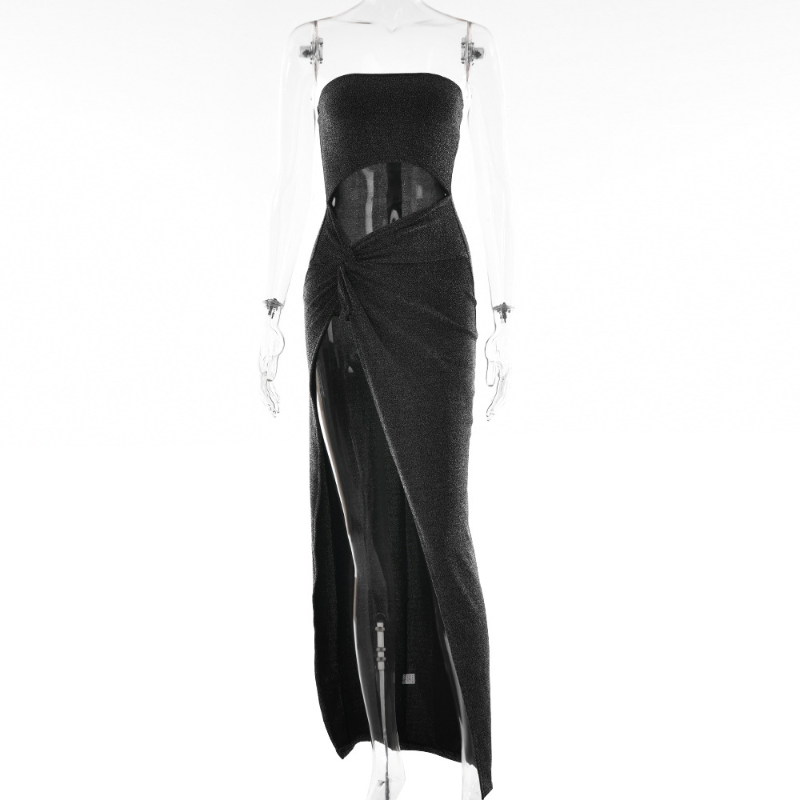 Mariah Carey Dress Temperament Split Dress Sexy Backless Hollow-out Dress