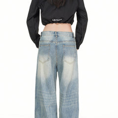 American Mens Jeans Retro Old Straight Jeans