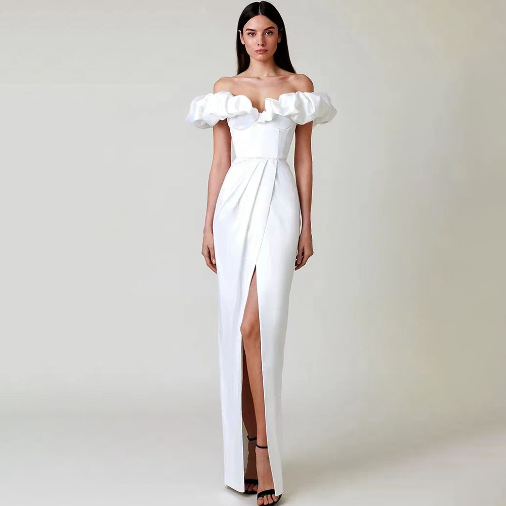 Mariah Carey Dress High Slit Dinner Dress Ruffled Dress