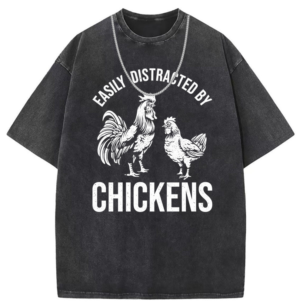 Men T Shirts Cotton short-sleeved T-shirt women's washed and old