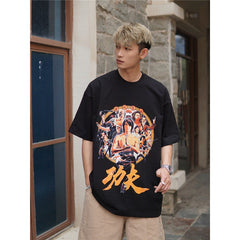 Film Star T Shirt Movie Zhou Xingchi Kung Fu Trendy Pure Cotton Short Sleeve Loose round Neck Heavy T-shirt Men and Women