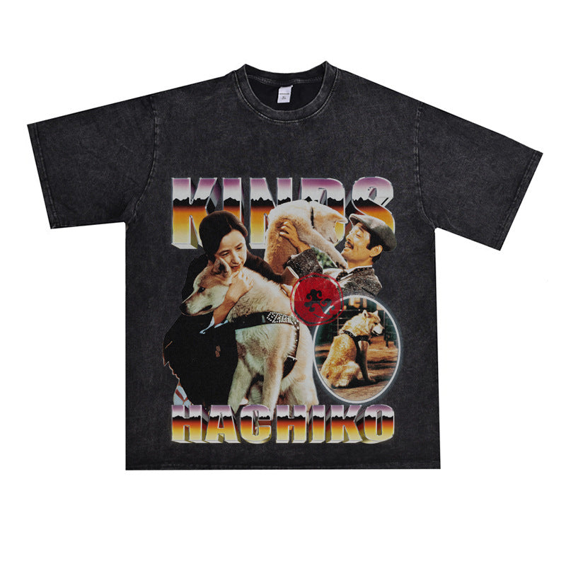 Film Star T Shirt Movie Loyal Dog Eight Male Printed Loose Street Cotton American T-shirt