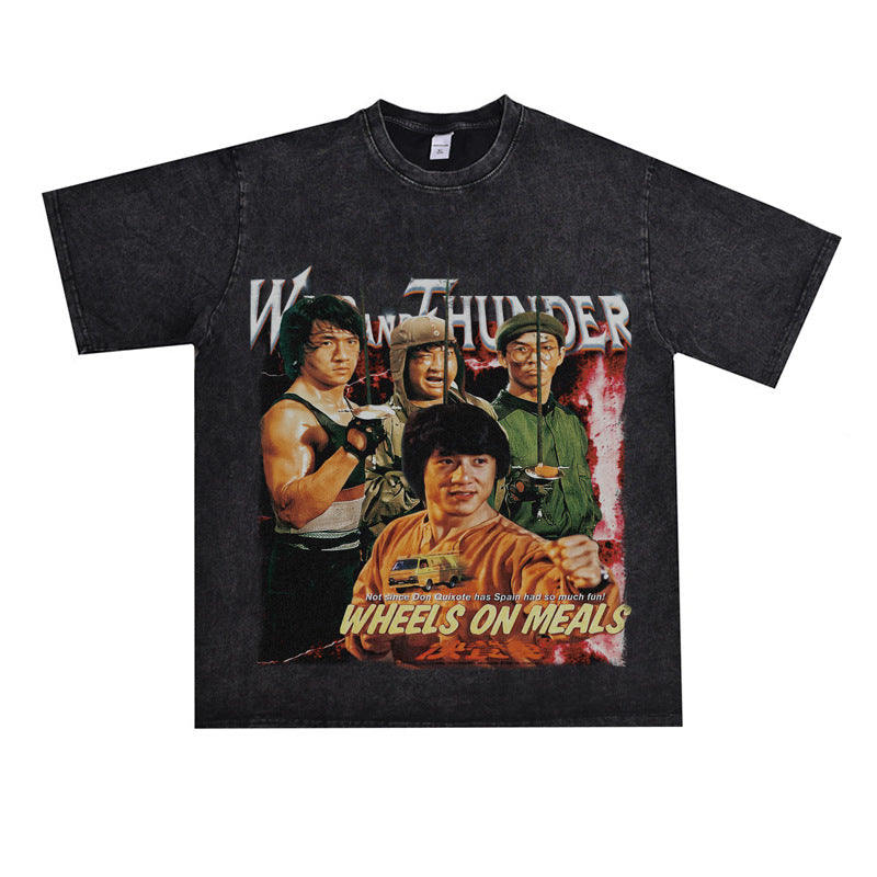 Film Star T Shirt Short Sleeve Retro American Street T-shirt for Men and Women