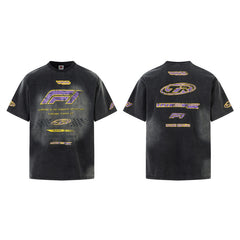 80s Casual Classics Shirts Vintage Racing Washed Old Loose Printed Short Sleeve T-Shirt
