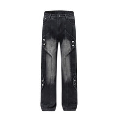 American Men Jeans Vintage Tooling Jeans Straight Loose Casual Floor Pants