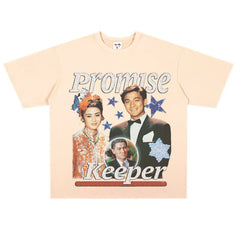 Film Star T Shirt Loose Heavy American Retro Street Cotton Personalized T-shirt for Men and Women