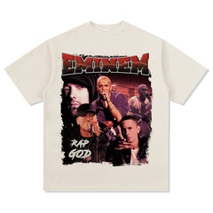 Detroit Eminem T Shirt Eminem Printed Retro Washed Old Cotton T Shirt