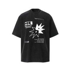 80s Casual Classics Shirts Graffiti Print Short Sleeve T-Shirt Hip Hop Loose Crew Neck Top